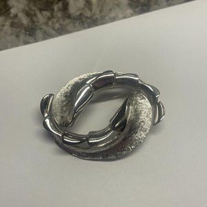 Signed Monet Costume Jewelry Brooch Pin Silver Tone Swirl